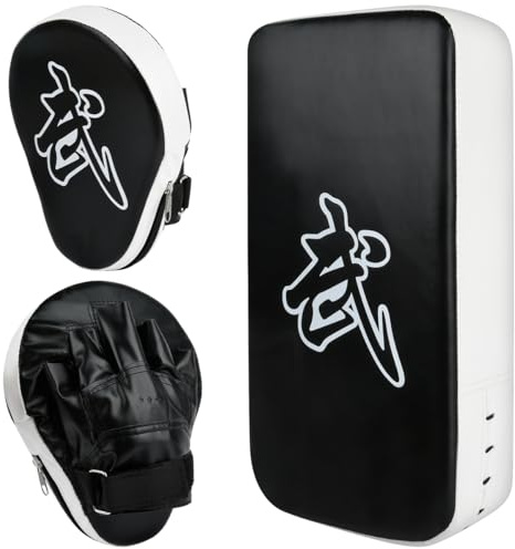 CENBEN 2-in-1 Punching Mitts and Kick Pad Set, Sports Kickboxing Training Set, Boxing Mitts Focus Pads and Taekwondo Kick Shield for Boxing, Kickboxing, Karate, Muay Thai, MMA Training