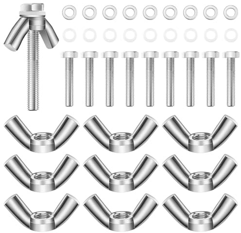 HHXUUAN Flügelmuttern Sortiment Kit M6, 40PCS 10 Sets 30MM Sechskantschrauben Muttern mit Unterlegscheiben Set für Heimwerker DIY Tools Elektronische Geräte Hardware