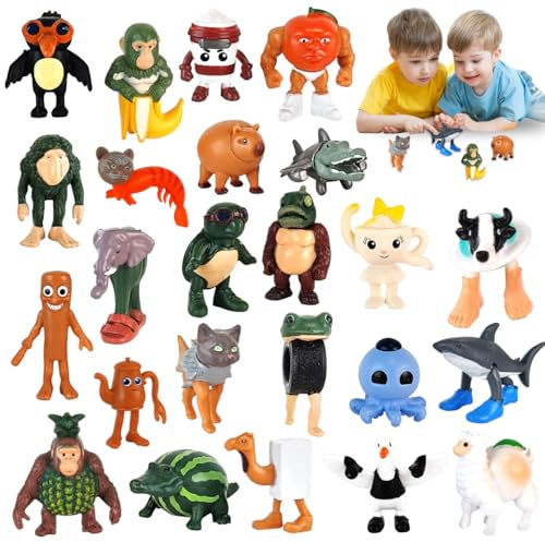 Hlayshing 24 PCS Tung Tung Tungs Sahur Figuras,Italiano Brainrot Animales Juguetes Figuras,Figura de Acción Set Divertido Coleccionable Figura Escritorio Juguete Creativo Tiburón Mono y Más Juguetes