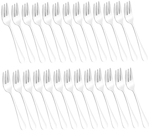Toyvian 24 pièces Fourchettes Acier Inoxydable Polies Fourchettes à Dessert Délicates Service de Table pour Fêtes et Usage Quotidien