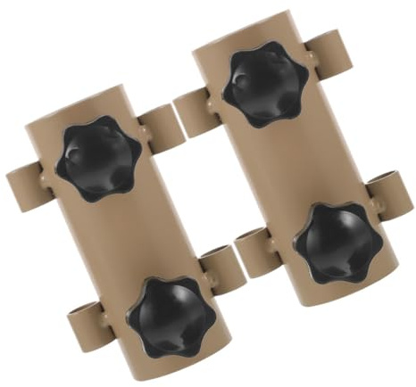 IWOWHERO Soporte Ajustable para Varilla de Toldo de Camping Base Resistente de Acero Color Caqui 2 Piezas Accesorio para Tienda de Campaña y Parasol Exteriores