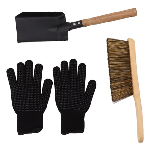 Haofy Juego de Cepillos para Pala de Cenizas de Chimenea con Aislados, Pala de Acero Al Carbono de 1 Pieza para Eliminar Fácilmente los Desechos, Herramientas Limpias para el Hogar, Apartamentos