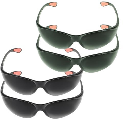 Ipetboom Lot de 4 Lunettes de Soudage en Plastique Résistant aux Projections Protection Oculaire Rayons UV Confort Léger pour Soudeur Couleurs Noir et Vert Foncé Équipement Sécurité