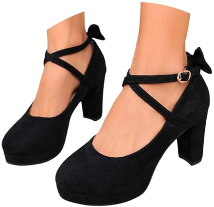 Generisch Chaussures Dirndl pour femme - Pour fête de la bière - Élégantes et confortables - Plateforme - Chaussures de mariage