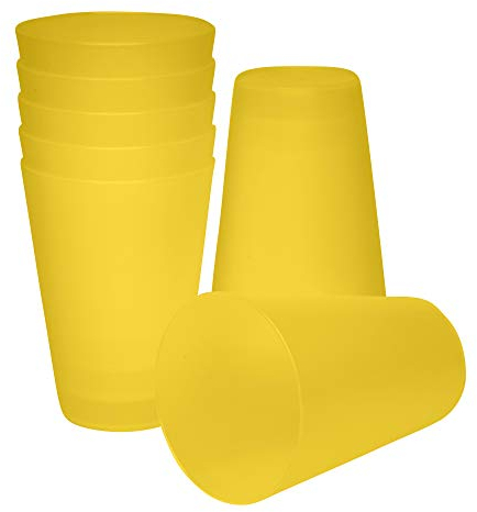 S&S-Shop 20 Hartplastik Trinkbecher 400ml, Gelb, umweltschonende Mehrwegbecher, Cocktailgläser, Camping, Kindergeschirr, JGA, Beerpongbecher, Stapelbecher, Partybecher, Kunststoffbecher