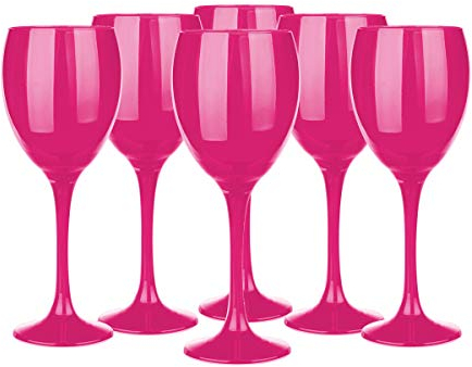 Sendez Weingläser Set 300ml im 6er-Pack Rotweingläser Weißweingläser Weinkelch Pink