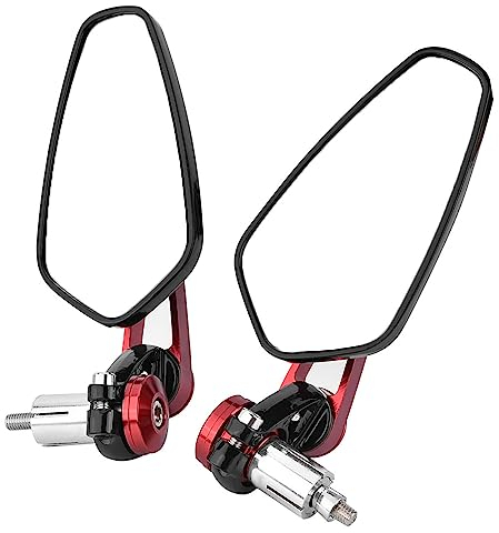 Seitenspiegel Universal Motorrad Aluminiumlegierung Rückspiegel für die meisten Motorräder mit 7/8(22mm) Lenkerende(Rot Farbe)