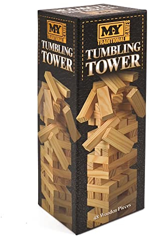 M.Y Traditional Tumbling Tower Game with 48 Wooden Pieces in Full Colour Gift Box