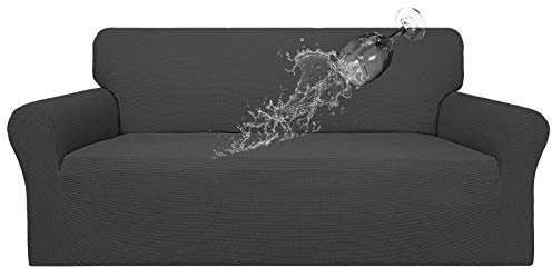 Easy-Going 100% Waterproof Couch Cover, Dual Waterproof Sofa Cover, Stretch Jacquard Sofa Slipcover, Furniture Protector for Kids, Pets, Dog and Cat (Sofa, Dark Gray)