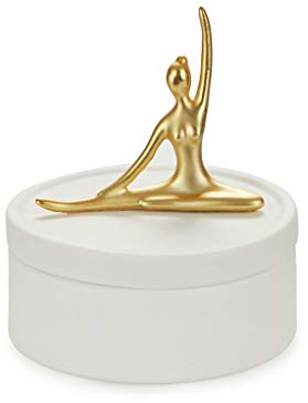 Balvi Boîte à bijoux Ballerina Couleur blanc et doré mat. Petite boîte en céramique pour bijoux avec