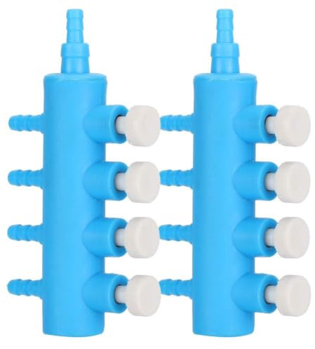 Pssopp 2 Stück Aquarium Luftverteiler 4-Wege Luftpumpe Zubehör mit Durchflussregelventil für Einloch Luftpumpen, geeignet für Aquarium und Aquariumanwendungen