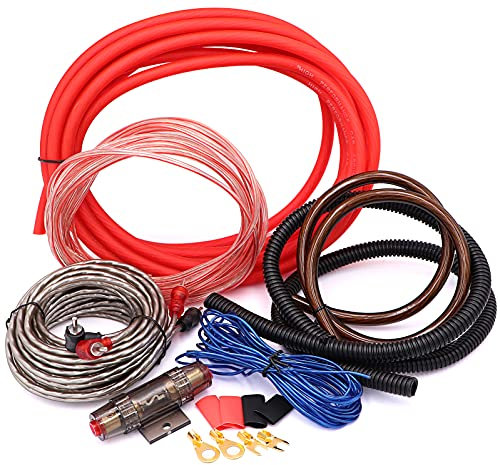 4 Gauge Amp Subwoofer Wiring Kit With Power,RCA,Speaker Wire for Car Audio