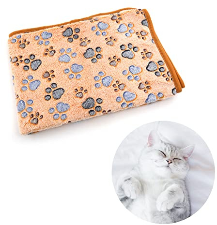 Manta de Felpa Ultrasuave para Perro/Gato, Suave Cálida Manta Lavable para Mascota, Alfombra Manta para Mascotas, Manta para Perro Gato, Mascotas Paños Estampados y Suaves Pata 76 * 52cm, Butyeak