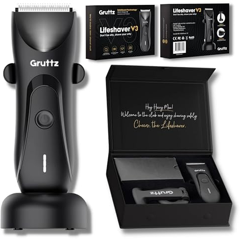 Gruttz, Intimrasierer Mann, Rasierer Herren Elektrisch mit Stehender Ladestation, rasierer herren intimbereich für Brust Beine Achselhöhle Leiste Nase, IPX7, Travelbag