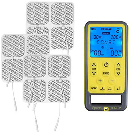 TensCare Sports Tens - Électrostimulateur Musculaire, programmes prédéfinis TENS, EMS, Massage et manuel, Soulagement de la douleur, tonification musculaire et relaxation. + 12 électrodes