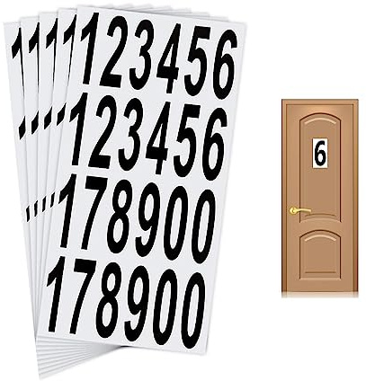 5 Sheets Black Vinyl Numbers Stickers - Self Adhesive, Waterproof Vinyl Numbers Decals for Mailbox Signs, Residence, Window, Door, Address
