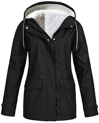 Manteaux Imperméables Vestes Femme Coupe Grande Taille Pardessus Épais Couleur Unie Rayé avec Cordon À Capuche Polaire Manteau de Neige Veste Vêtements D'Extérieur Automne Hiver Pas Cher