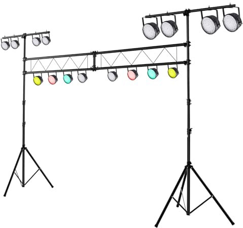GYMAX Support d'Éclairage, Support Réglable pour Lampes, Lumières en 11 Hauteurs entre 180-350CM, avec 32 Points de Montage, Charge 100 kg, pour Bar/ Spectacle/Concert