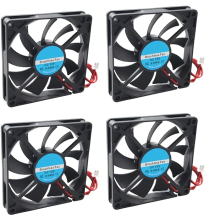 Jopto 4 stycken 8015-fläktar, DC 12 V, borstlös kylkylkylkylfläkt, 80 x 80 x 15 mm, tyst 2 pin kylfläkt med 26 cm kabel för 3D-skrivare, PC CPU, datorhölje, fläktkylare