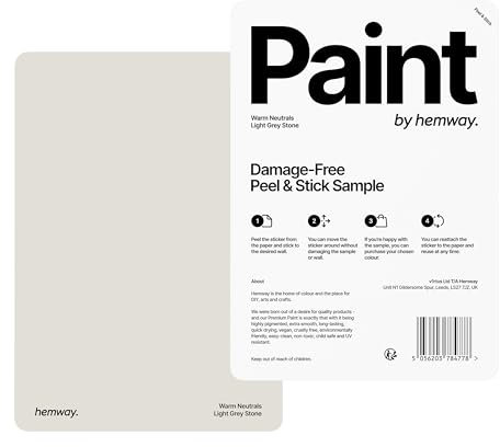 Hemway - Peel & Stick Sample for Our Premium Chalk Paint - Light Grey Stone | A5 Damage-Free, Accurate Colour Swatch | Easily Test Our Chalky Matt Shabby Chic Finishes for Interior Furniture & Walls