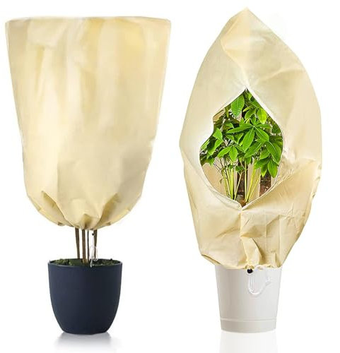 Azyvum Telo per Piante Inverno Antigelo, Traspirante Cappuccio Protezione Piante Inverno, Resistente agli Strappi Telo Piante Antigelo, con Coulisse e Cerniera, Protezione Antigelo (80 x 100 cm)