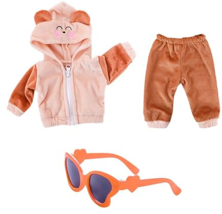 1 uppsättning dockpyjamas, 1 par fjäril solglasögon för dockor, söta dockpyjamas, dockkläder, simuleringsdockkläder (35–43 cm)