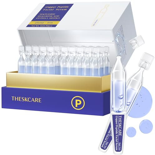 THESKCARE Copper Peptide Serum Ampoule for Face with Niacinamide & Hyaluronic Acid to Hydrate Skin, Reduce Wrinkles and Plump Skin,30 Ampoules