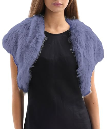 Amazhiyu Women Faux Fur Gilet Vest, Sleeveless Faux Fur Bolero Shrug Cap Sleeve Crop Cardigan Open Front Cardigan for Evening Dress