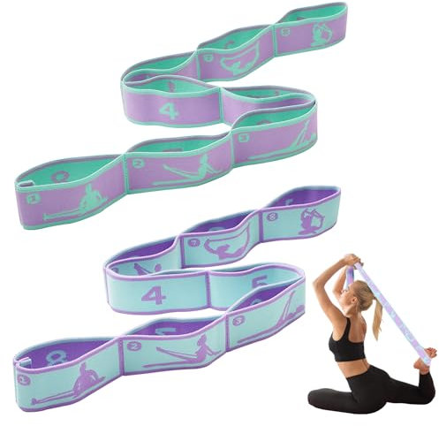 2 Stück 8 Schlaufen Resistance Bands,Yoga Gurt,Für Effektives Stretching Und Yoga-Training,Fitnessband,Dehnungsband Und Gymnastikband In Einem,Ideal Für Yoga-Enthusiasten Und Sportler