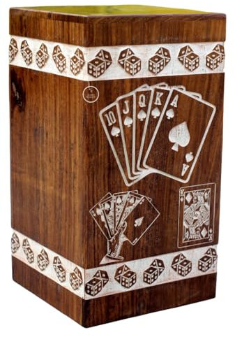 Juego de cartas de póquer de dados de corona de rey reina y reyes, caja de madera vintage para cenizas humanas, machos, mujeres, adultos, urna funeraria [caja de urna disponible en 5 tamaños