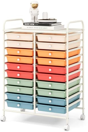 GIANTEX Carrello con 20 cassetti, impilabile, per cassetti, da cucina, bagno, ufficio, 64 x 39 x 88 cm (colorato 2)
