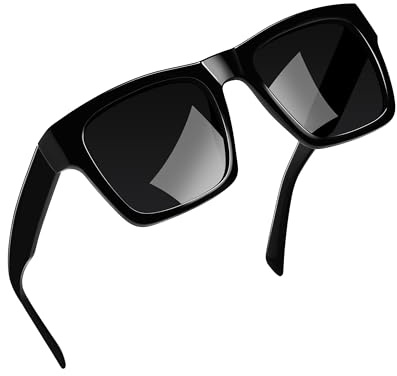 Joopin Acetato Gafas de Sol Polarizadas Negras Oscuras para Hombre Mujer Marco de TR90 Ligero Planas Rectangulares Clásicas Deportivas UV400 Protección