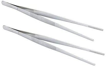 PartyKindom 2pcs Stainless Steel Food Clips BBQ Tweezers Meat Tongs for Kitchen Cooking Rustproof Food Clamps for Grilling Picking up Items Practical Kitchenware