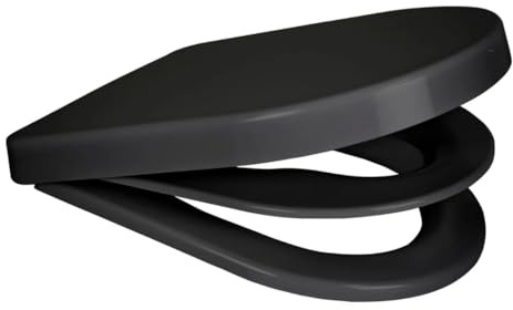 Euroshowers D Shape Multi Soft Close 2 in 1 Family Toilet Seat (Black)