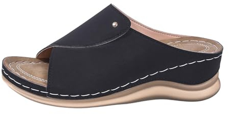 Generisch Zapatillas de estar por casa para hombre, pantuflas cálidas, ortopédicas, de piel de cordero, de fieltro, para invitados, Negro , 37 EU