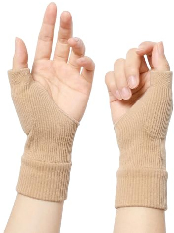 GWEOR 1 Par de Muñequeras Elásticas de Compresión, Soporte Transpirable para Túnel Carpiano y Tendinitis, Talla L, Color Piel, Textil Suave para Deporte y Trabajo