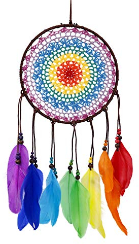 Traumfänger, großer Traumfänger mit Federn, bunt, handgefertigt, Wandbehang, Ornament für Schlafzimmer, Heimdekoration, Geschenk