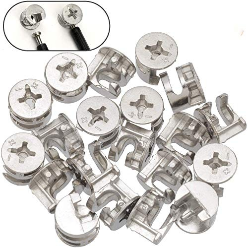 PAGOW 20 Count.Furniture Cam Lock Fasteners, 0.59X0.47 inch for Furniture Construction Sanity, Fittings Cabinet Drawer Dresser Wardrobe Furniture Panel Connecting, Joint Connector Nut
