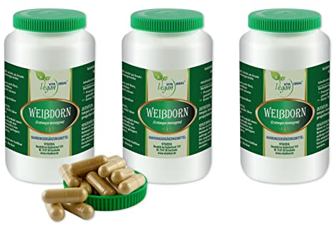 VITA IDEAL Vegan® Weißdorn - Beeren 3x 360 Kapseln - Crataegus monogyna - Tagesportion 1000mg Weissdornbeeren reines Pulver. Natürlich, pflanzlich und ohne Zusatzstoffe, original von VITAIDEAL.