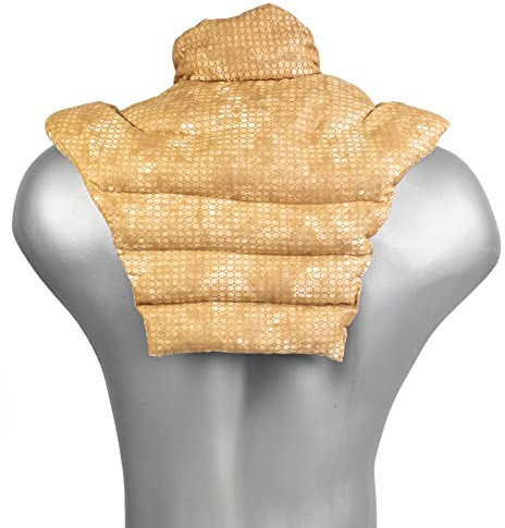 Cuscino per il collo con forma a U per l'area cervicale - Collo + Spalle + Schiena - Cuscino termico con semi di farro - Cuscino per il collo - batik oro