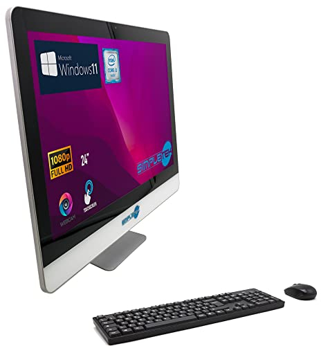 SIMPLETEK All in One Touch Screen Windows 11 Professional | 24 Zoll Full HD Core i3 2.40 GHz | 8 GB SSD 240 GB | Integrierte Webcam Touchscreen HDMI LAN Wi-Fi Bluetooth USB 3.0 PC Desktop