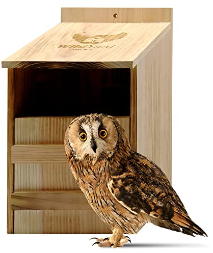 WildYard Turmfalke Nistkasten aus Zedernholz - Rustikal - Vormontierter großer Eulenkasten mit Reinigungsöffnung - Vogelhaus für Eulen & Domfalke Nesthöhle - mit Zedernspänen & Schrauben