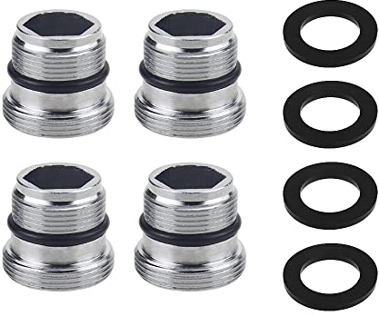 UYUYong 4 Stück Wasserhahn Adapter M18, 5 auf M22 Aussengewinde Gewindeadapter Messing mit Gummidichtung für Wasserfilter Wasserhahn -Silber