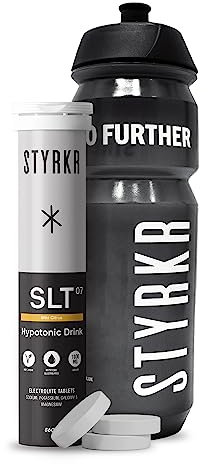 Electrolytes Tablets by Styrkr - Hydration Pack - 4X Higher Salts - Approved by Endurance Athletes - Advanced Quad-Blend Formulation - Water Bottle and SLT07 Tube