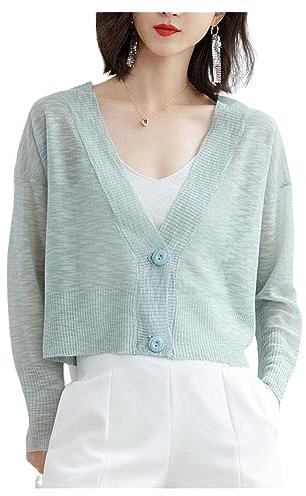 Damen-Strickjacke Gegen Hals Casual Pullover Cardigans Jacke Top Losen Durchsichtigen Soliden