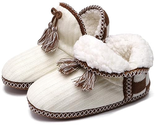 COFACE Coton Bottes Chaussons Femme Chaud Fourrure Doublé Bottines Dames Chaussures de Maison Enfiler Pantoufles Intérieur Antidérapant Caoutchouc Semelles
