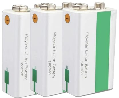 SSCYHT Batteria Ricaricabile Litio 9V 5500mAh Batteria agli ioni di Litio 9 Volt 5,5Ah per allarmi/microfoni Wireless/rilevatori di Fumo/Giocattoli Altri dispositivi,3pcs 9v5500mah