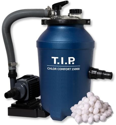 T.I.P. ChlorComfort 15000 30302 - Set di filtri per Piscina 2 in 1 con Sfere filtranti, Dimensioni del Bacino da 15 m³, dosatore di Cloro Integrato, Portata 4.000 l/h, Portata di 5 m, Grande