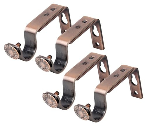 Amosfun 4pezzi Bastone per Tendaggio in Supporto per Asta da Montaggio Facile per Parete Colore Marrone per Tendaggi Robusti