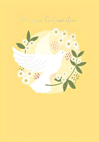IC&G Confirmation Congratulations Card - Confirmation Congratulations Card with Floral Dove Design and an Embossed Foil Finish